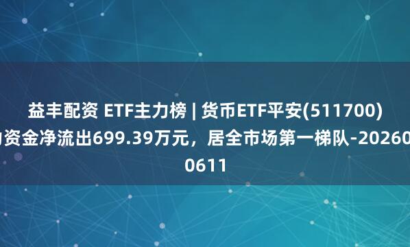 益丰配资 ETF主力榜 | 货币ETF平安(511700)主力资金净流出699.39万元，居全市场第一梯队-20260611